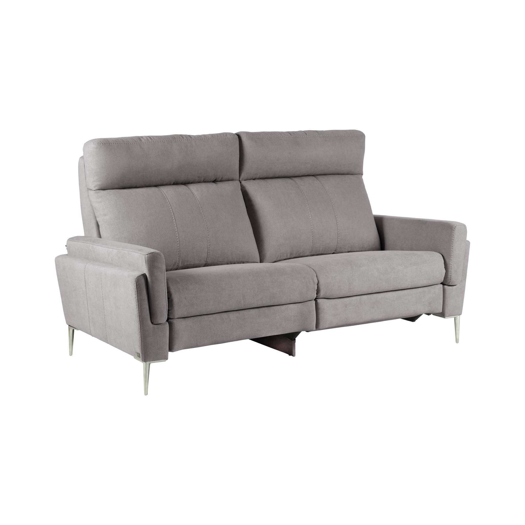 Canapé relax électrique tissu Boston - Gris Clair - 3 places - relax à droite