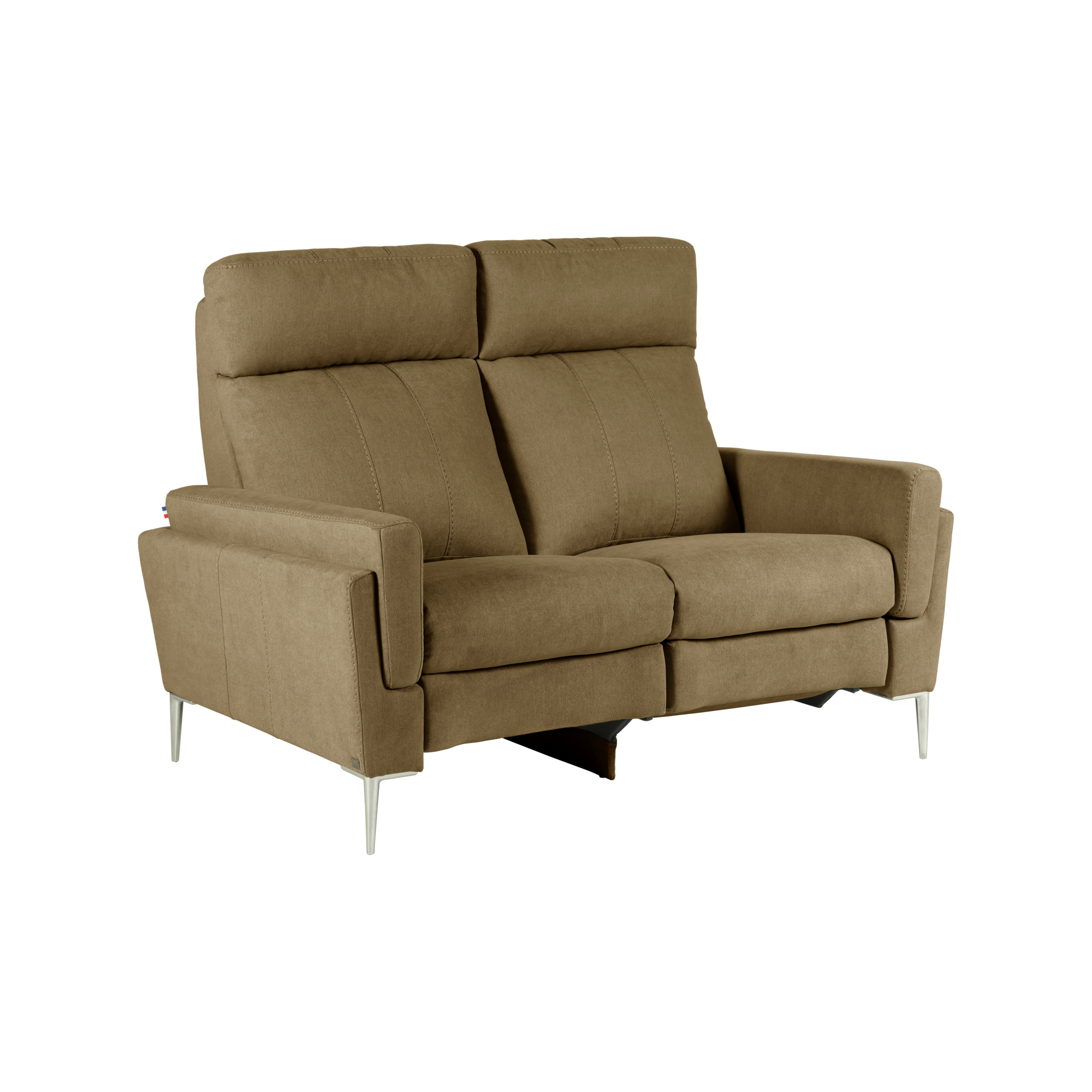 Canapé relax électrique tissu Boston - Kaki - 2 places - relax à droite