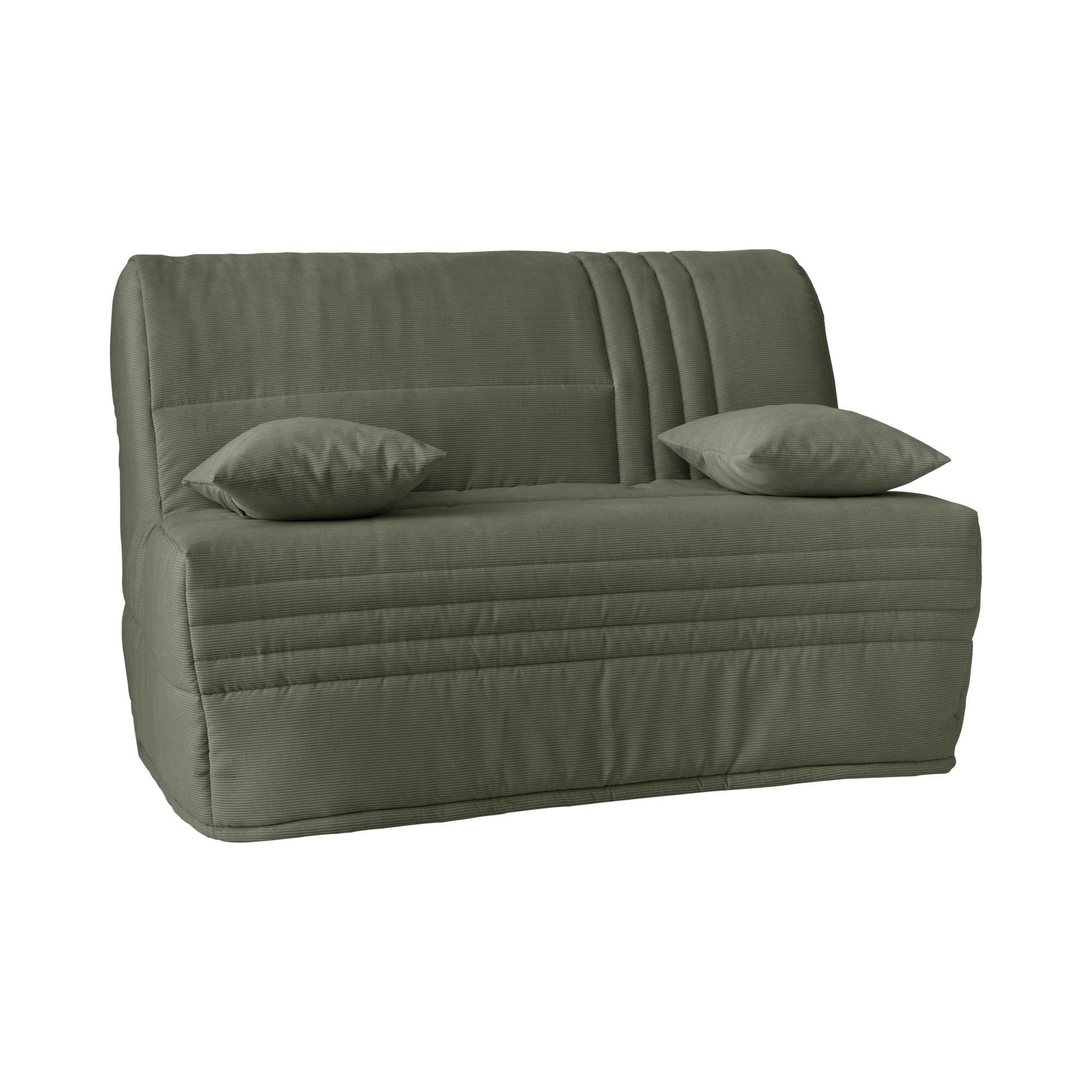 Canapé BZ velours côtelé matelas 15 cm Gaélia CAMIF - Vert Kaki