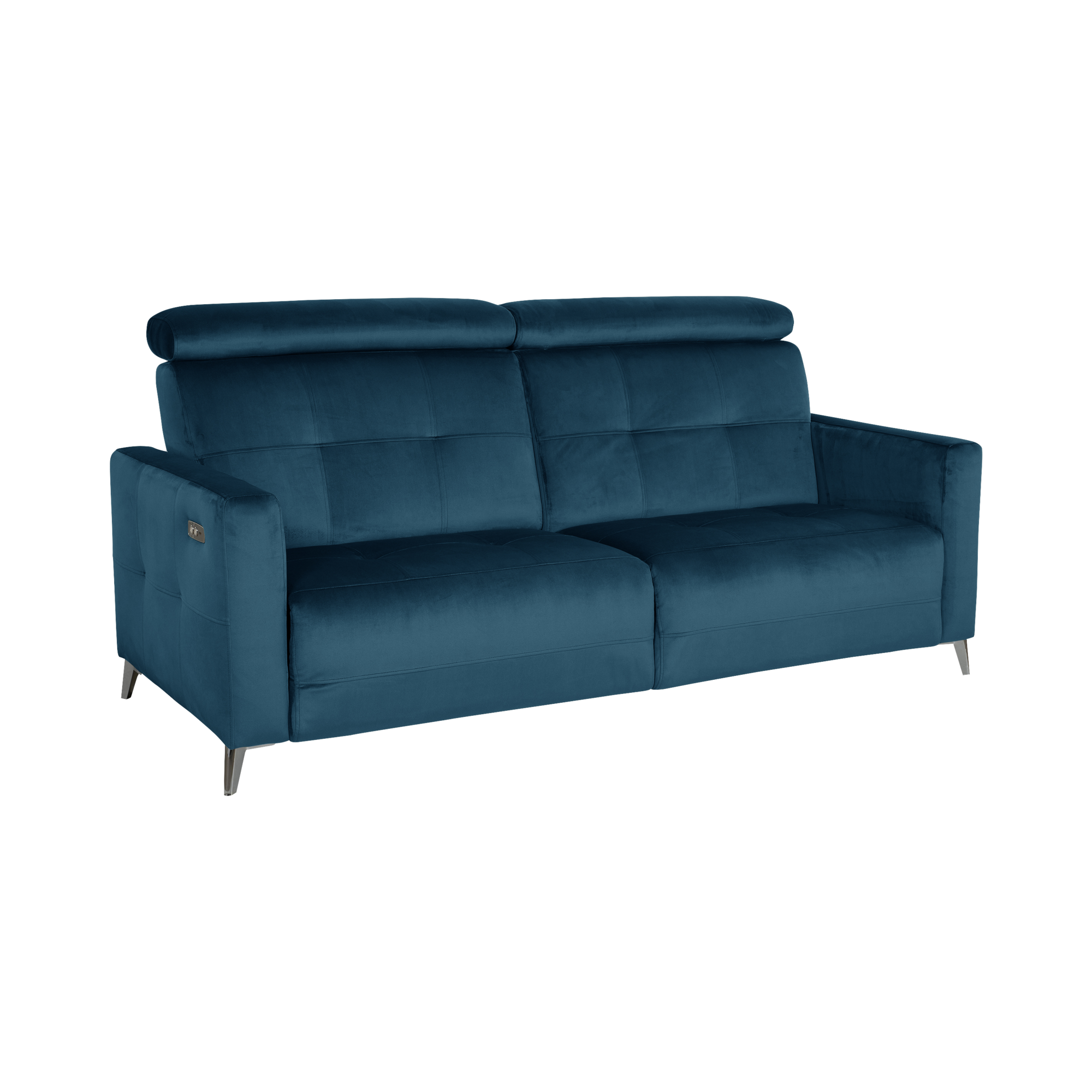 Canapé relax électrique velours Cheverny INNOV'STYLE - Bleu Canard - Grand 2 places