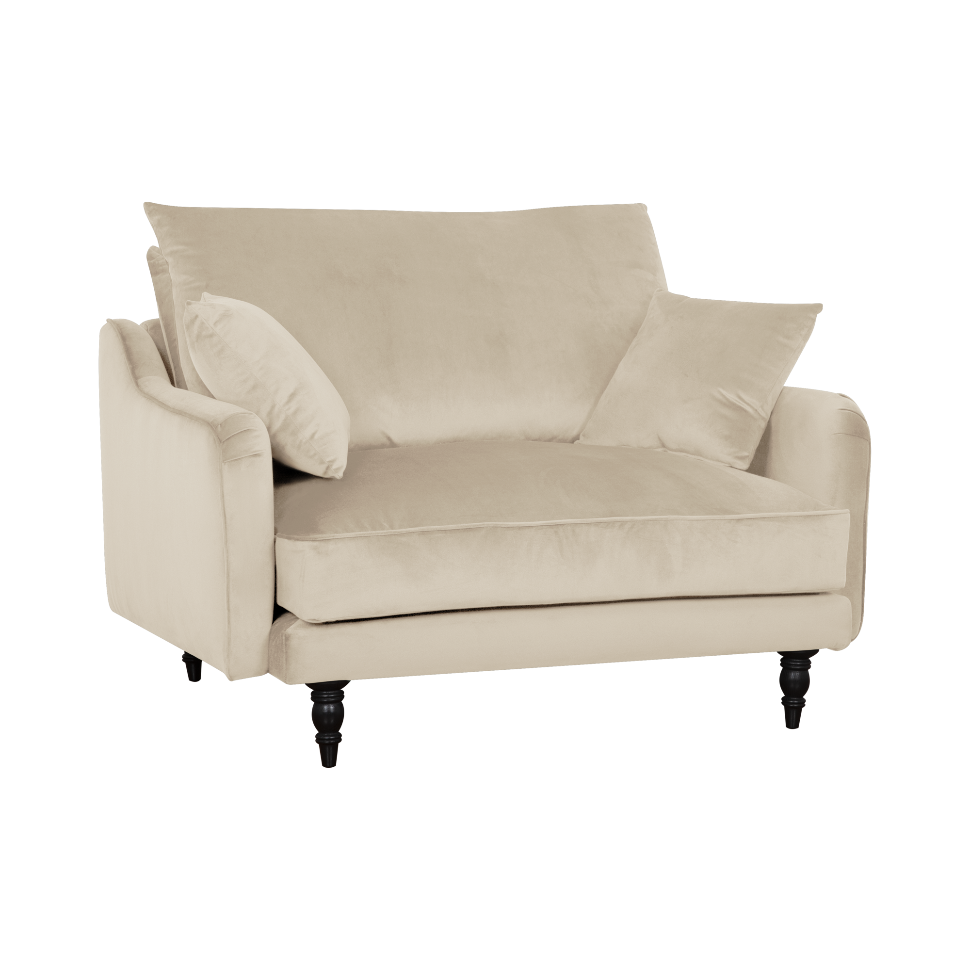 Fauteuil XXL velours Olie - Ecru