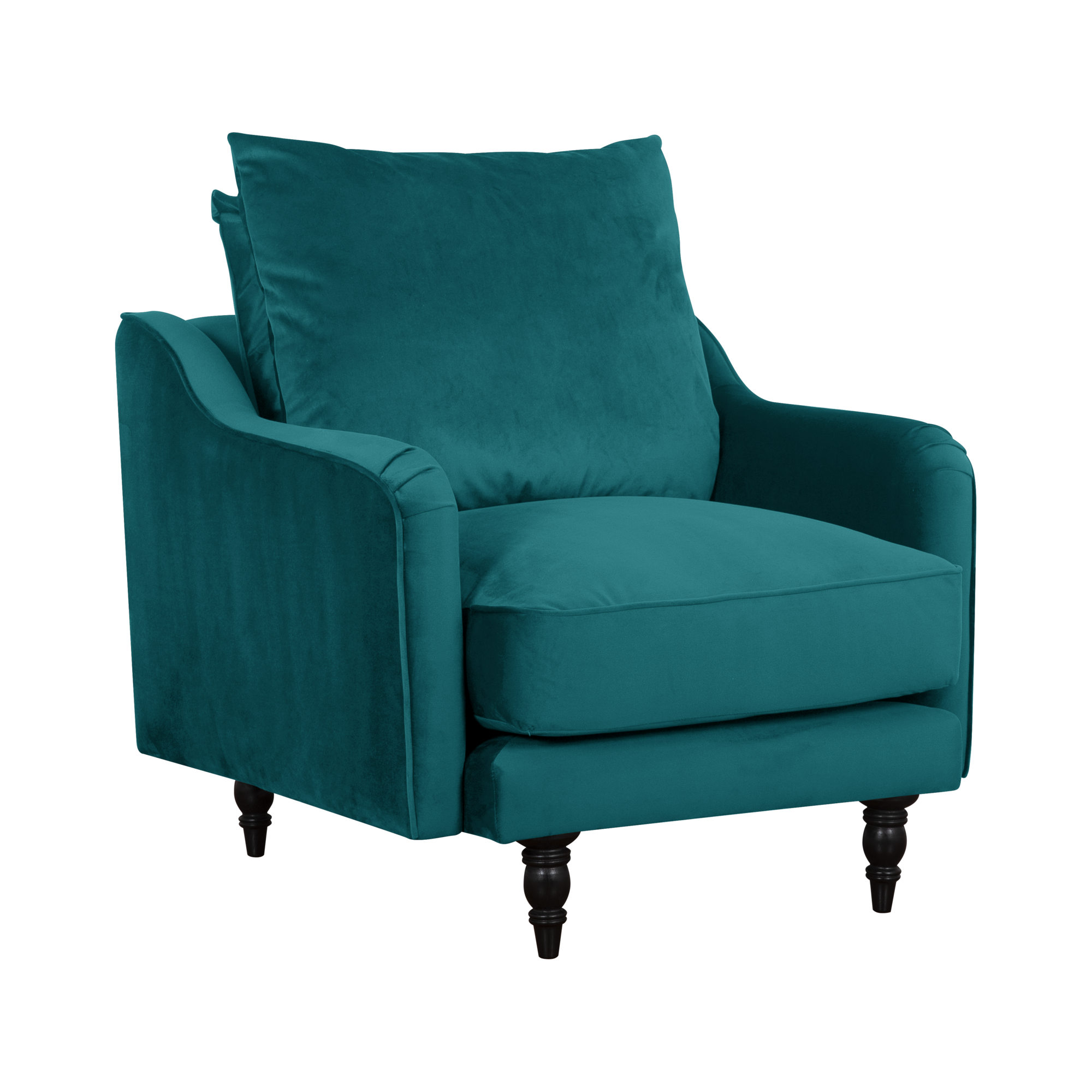 Fauteuil velours Olie - Bleu paon