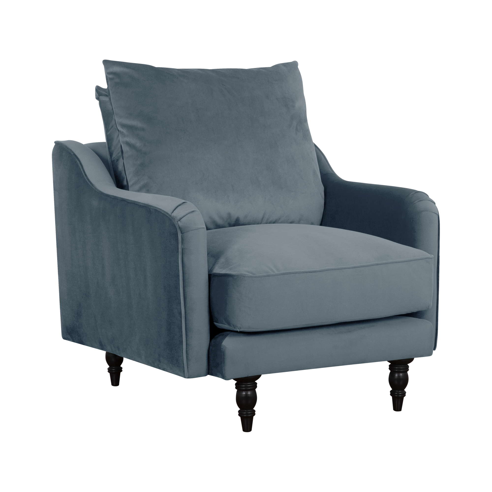 Fauteuil velours Olie - Bleu gris