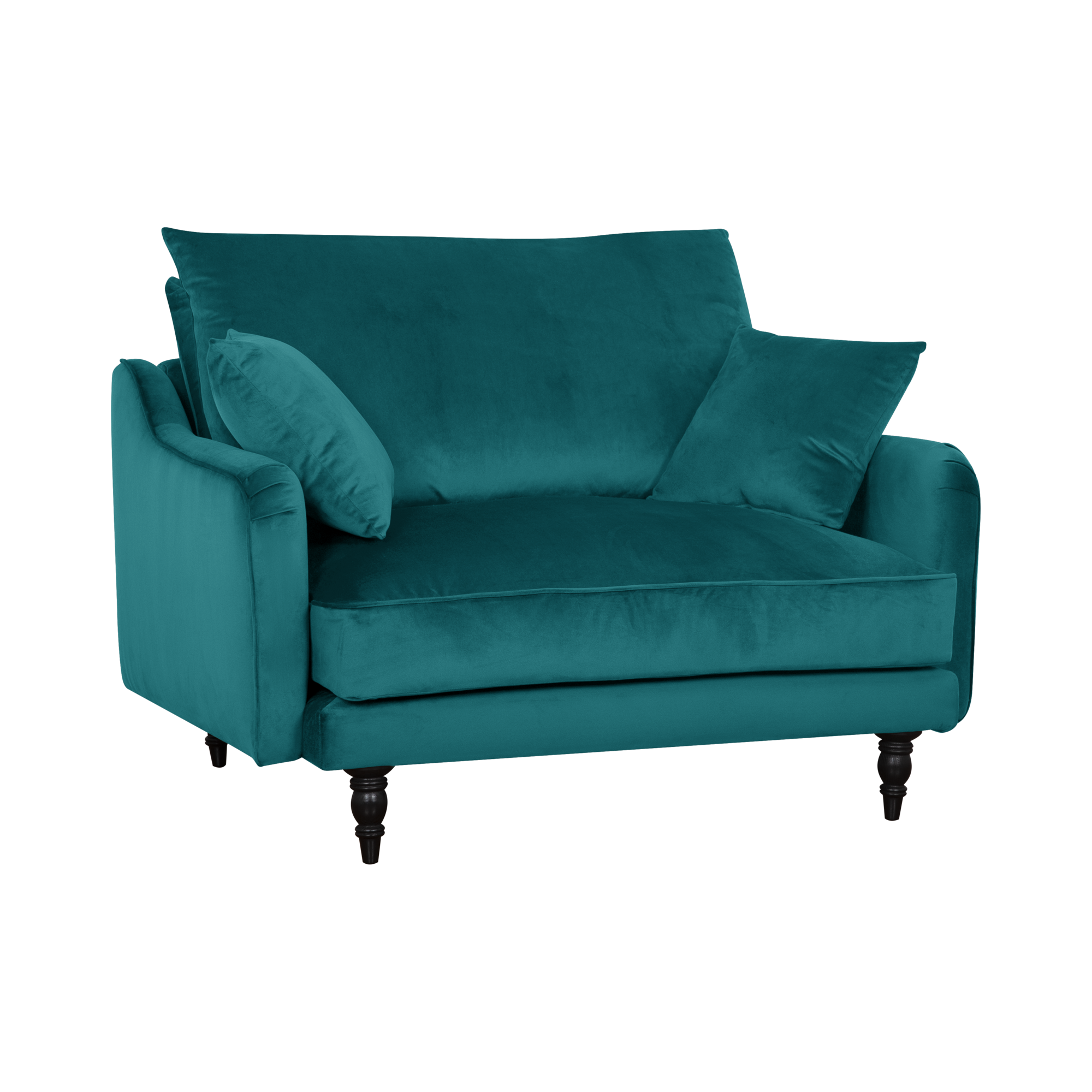 Fauteuil XXL velours Olie - Bleu paon