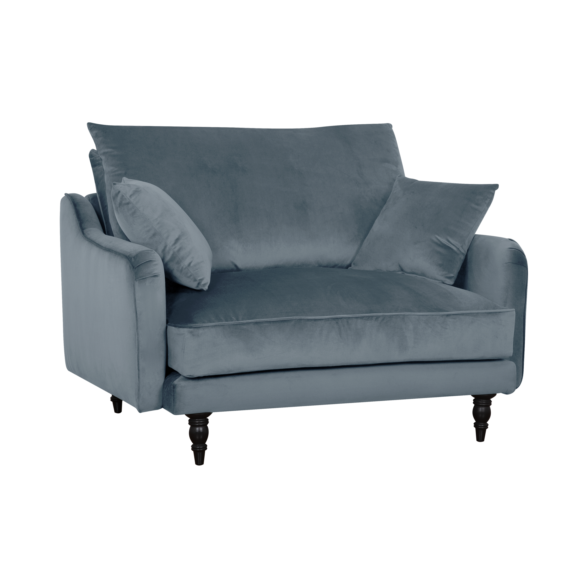 Fauteuil XXL velours Olie - Bleu gris