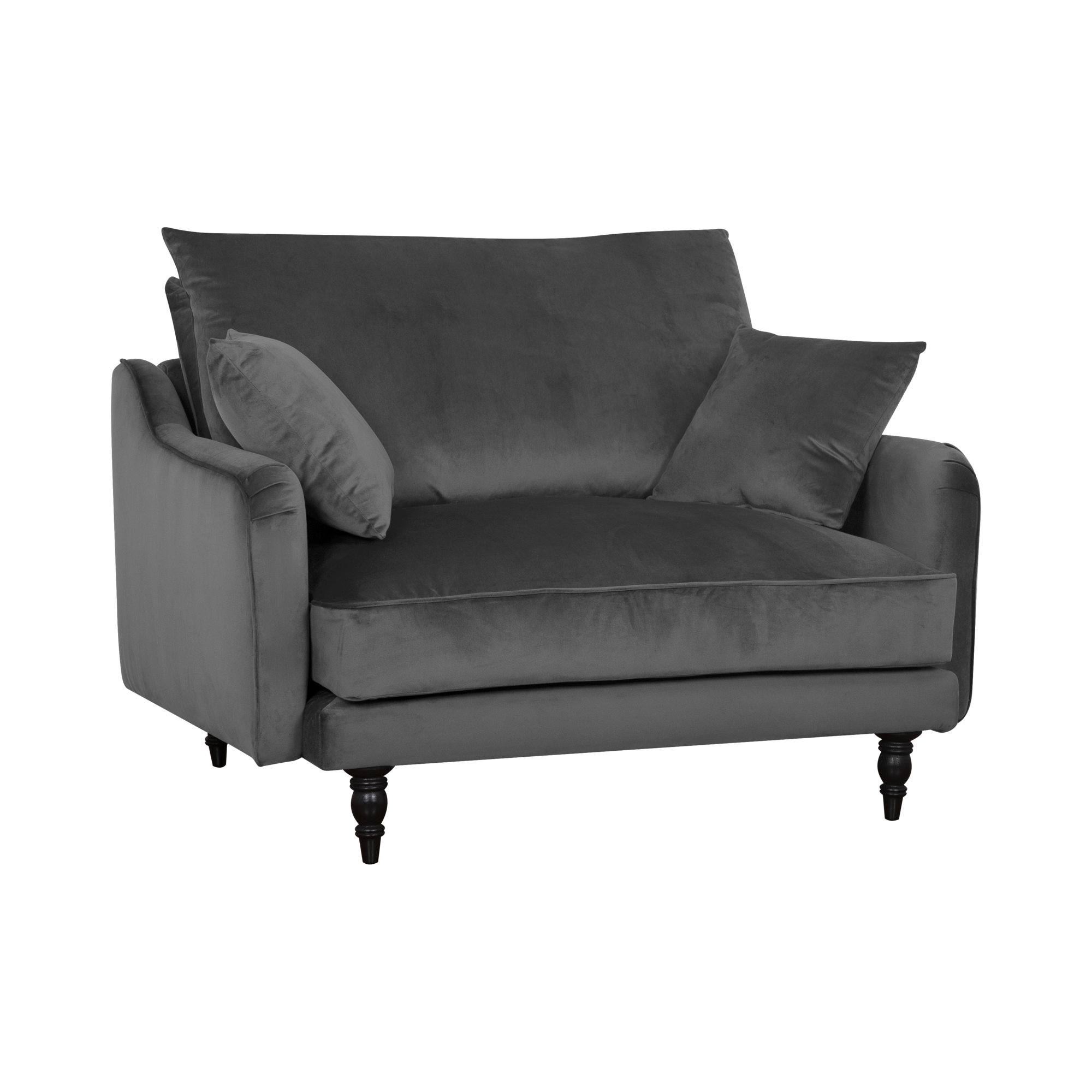 Fauteuil XXL velours Olie - Gris