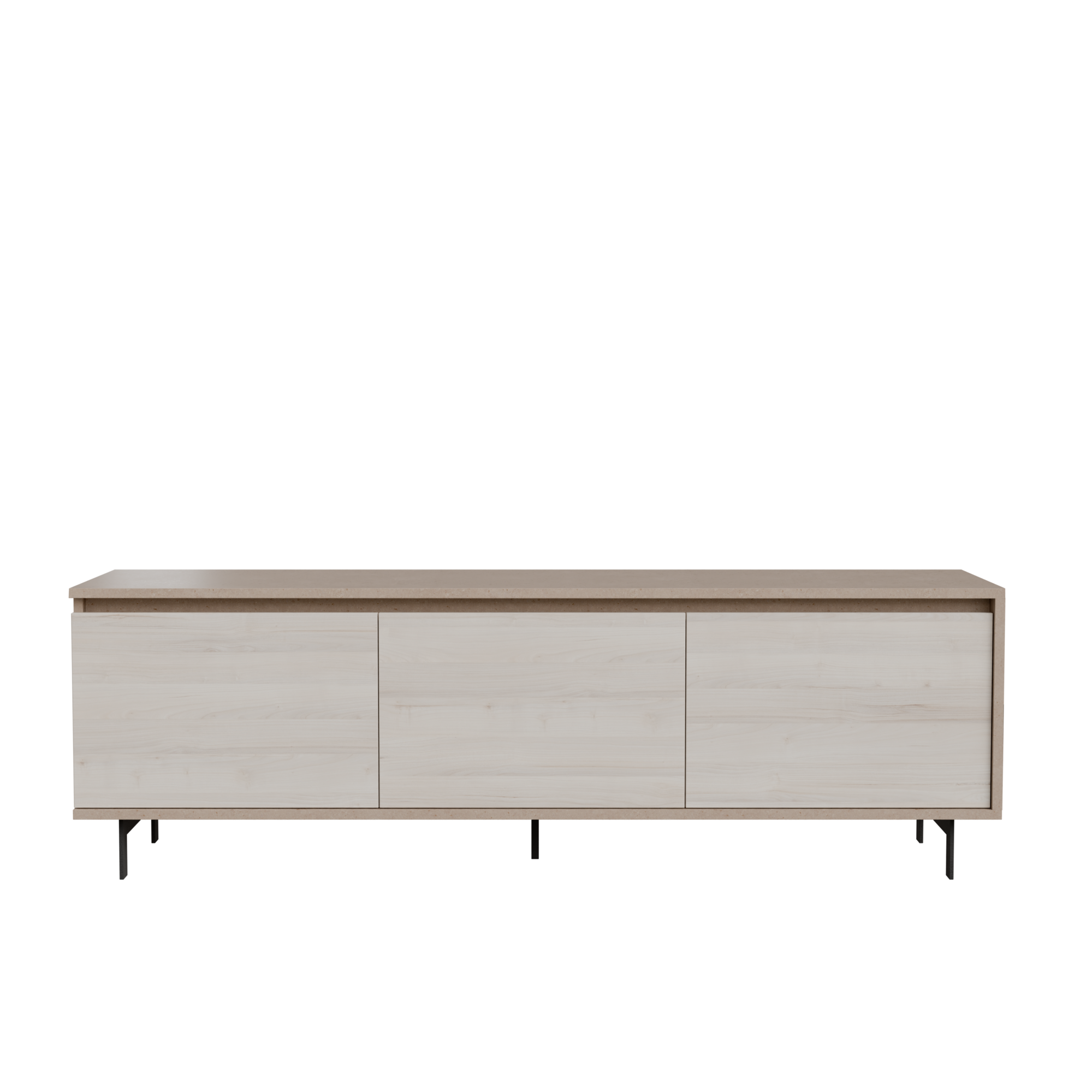 Meuble TV 3 portes décor bois Gustavo - Gris minéral/Frêne