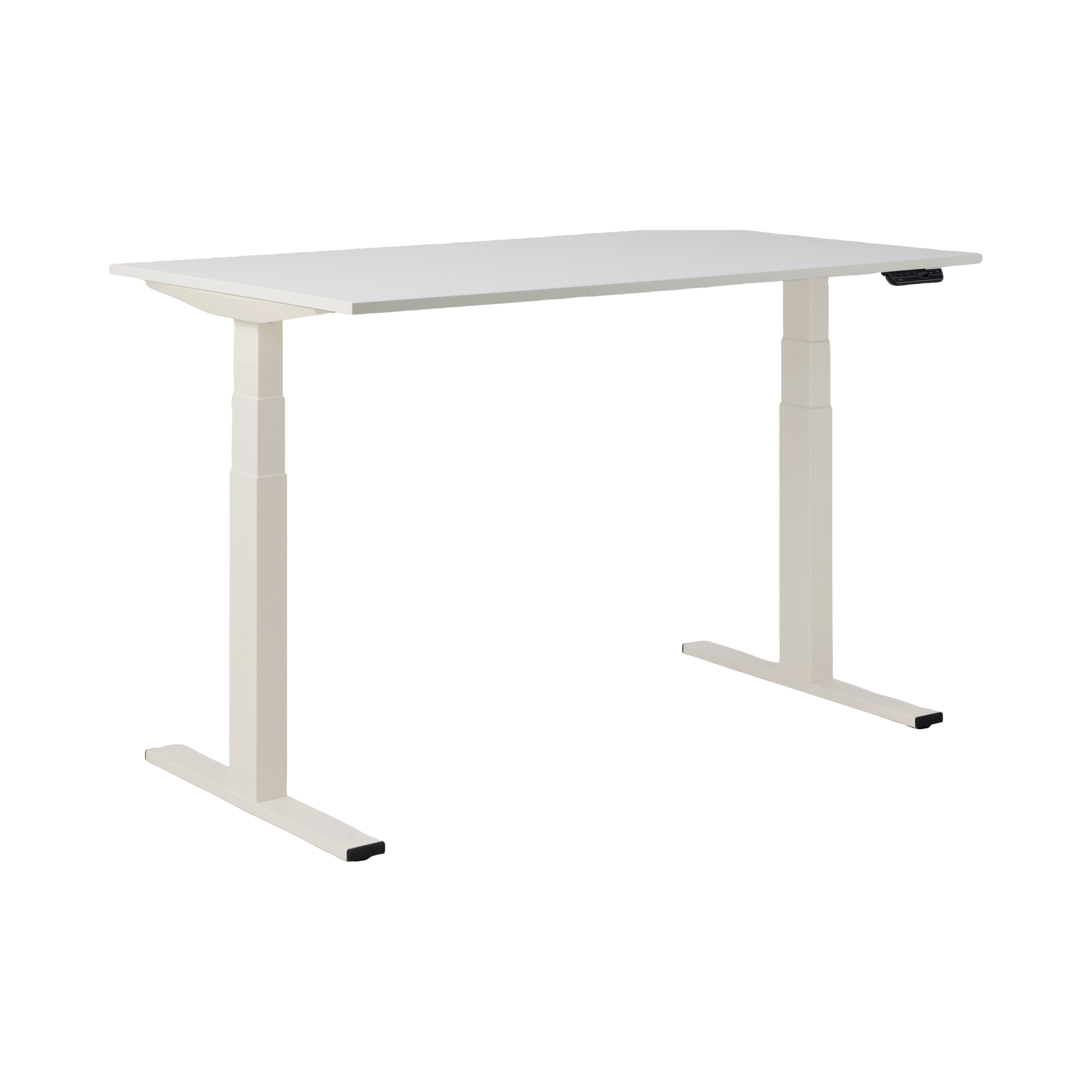 Bureau électrique assis-debout ergonomique Marley - Plateau Blanc/Pieds blancs - 120 x 70 cm