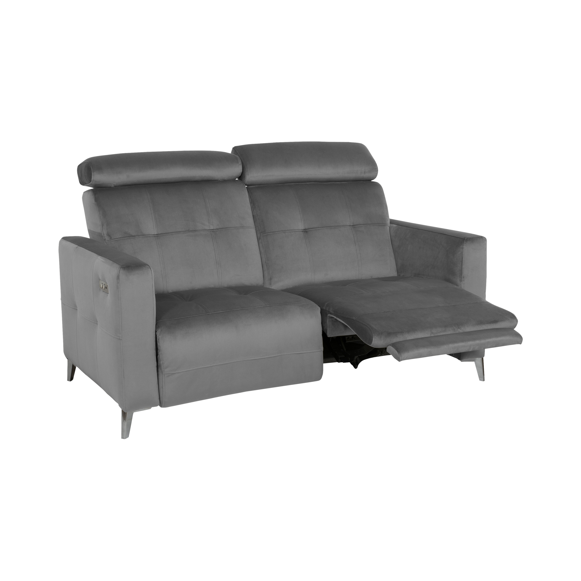 Canapé relax électrique velours Cheverny INNOV'STYLE - Gris Anthracite - 2 places