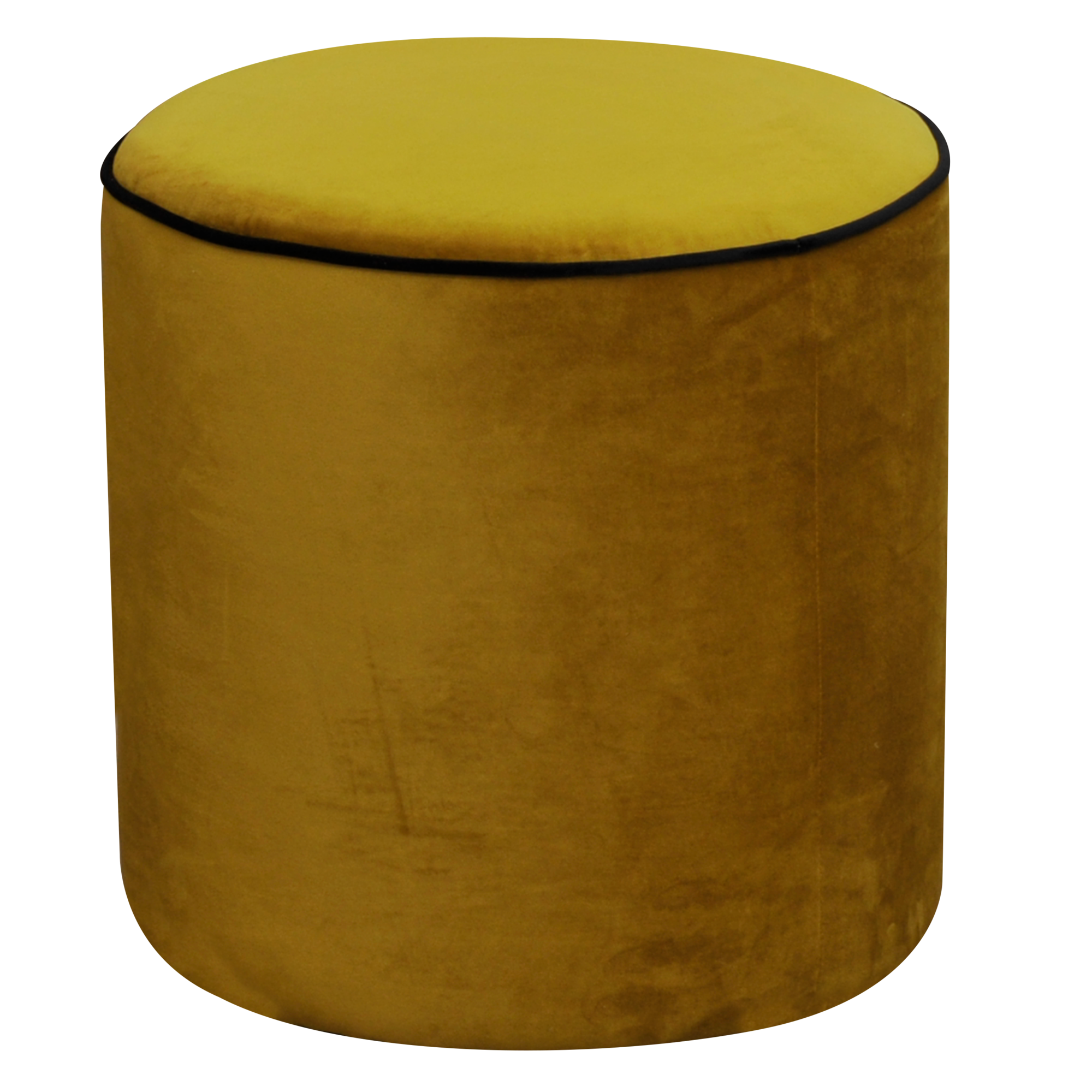 Pouf rond velours Léo - Jaune Mordoré