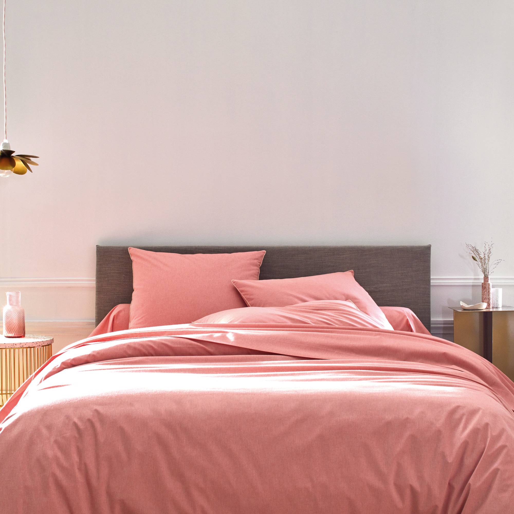 Housse de couette coton bio et recyclé Ressources BLANC DES VOSGES - Corail - 300 x 240 cm