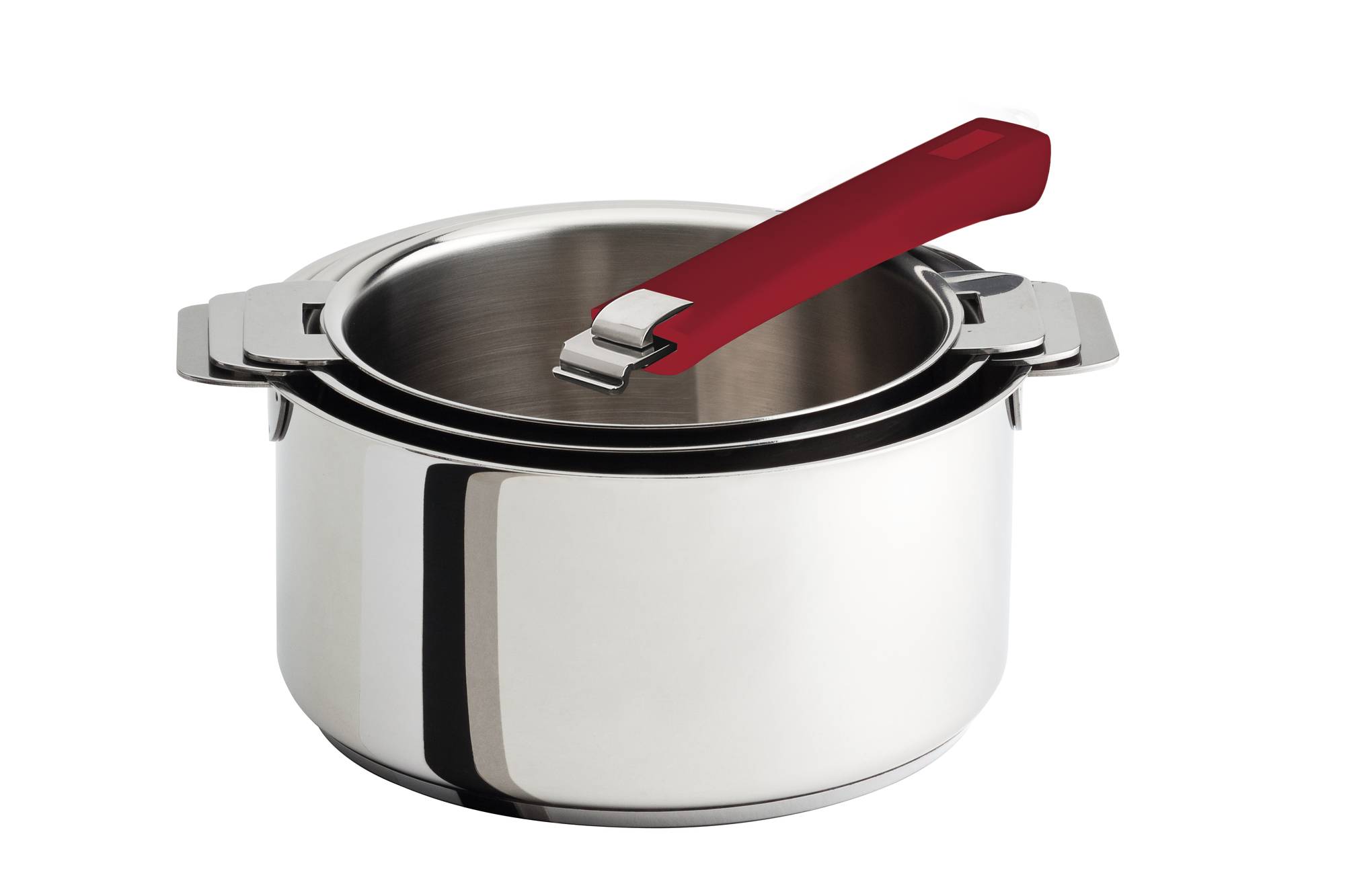 Set 3 casseroles Mutine avec poignée amovible framboise CRISTEL