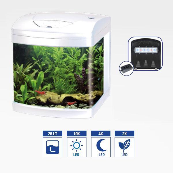 Aquarium XCube 26 LED Blanc Équipé AMTRA - 26L