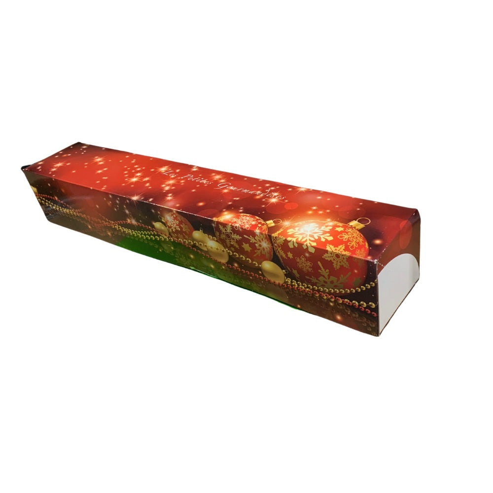 BOITE BUCHE AVEC MOTIFS- NOEL ROUGE-60X11X10 CM