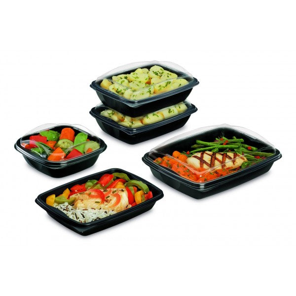 BOITE AVEC COUVERCLE DELIVERIPACK CHAUD PLASTIQUE NOIR ET TRANSPARENT 950ML VENDU PAR 180 - TA951NP