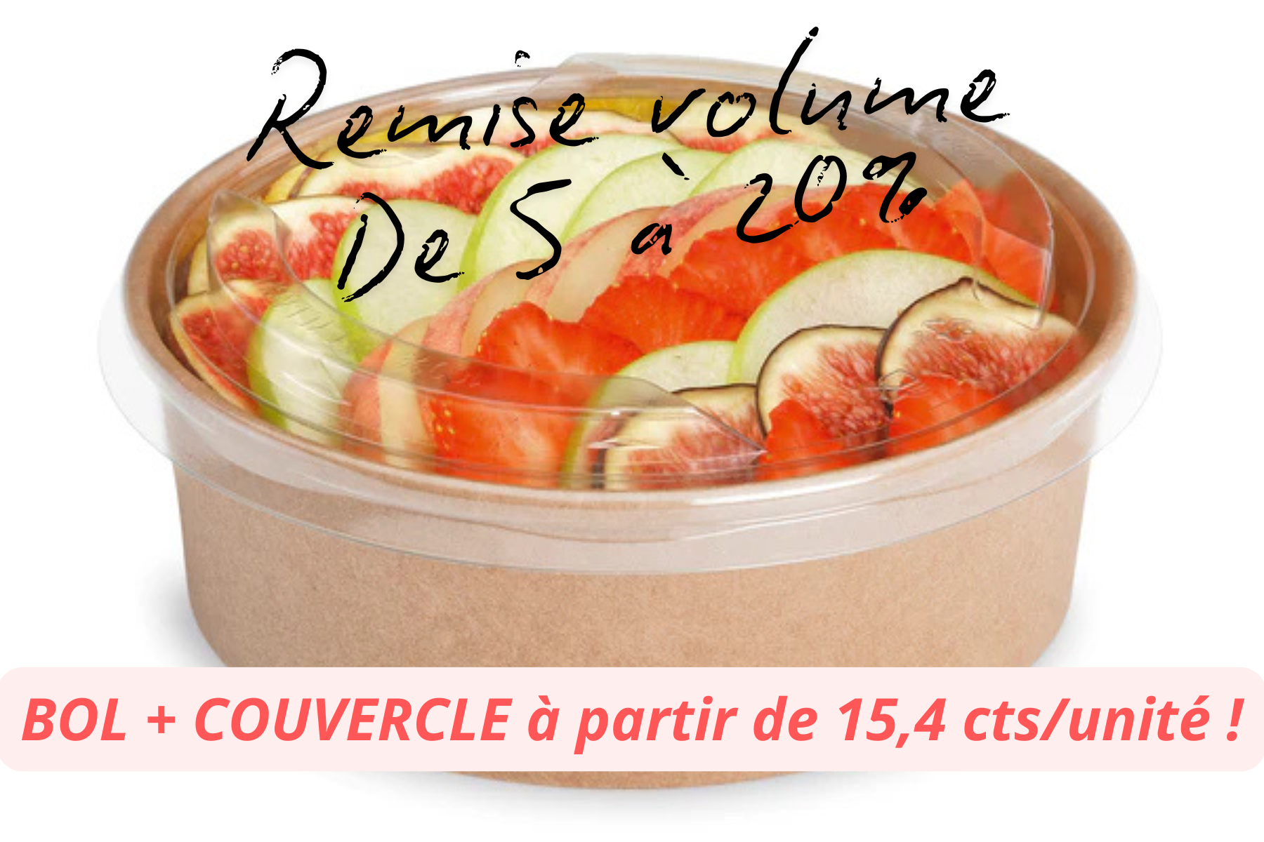 Bol Saladier carton+ couvercle 750ML - vendu par 300
