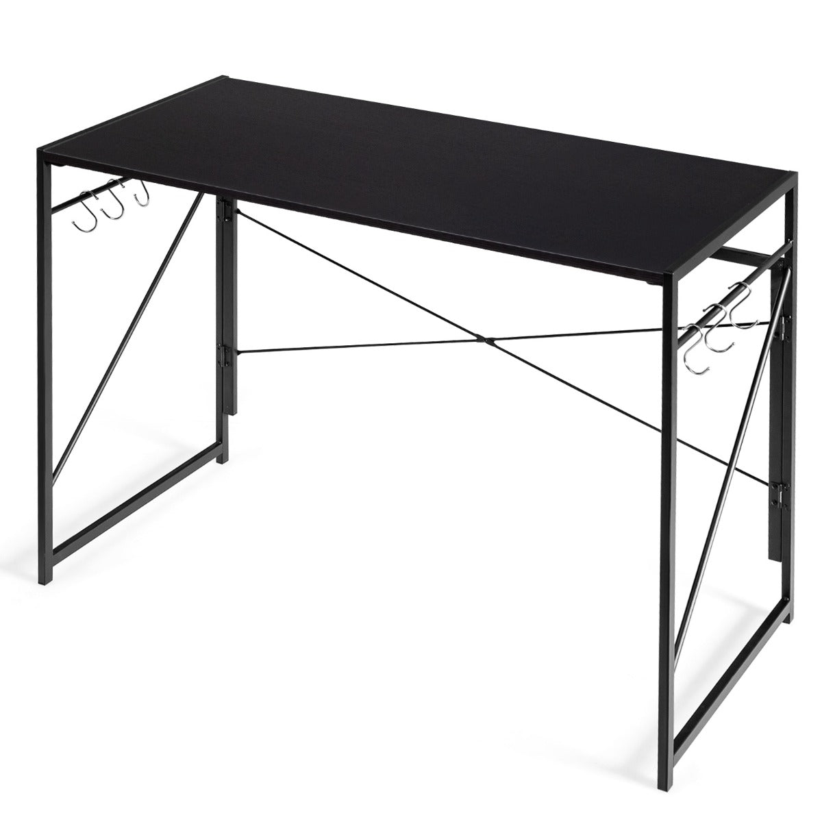 Costway - Bureau Pliable, Bureau Ordinateur, Bureau Informatique, Bureau Moderne, Table de Bureau, Poste de Travail, Capacité 115kg, 100x50x75cm, Noir