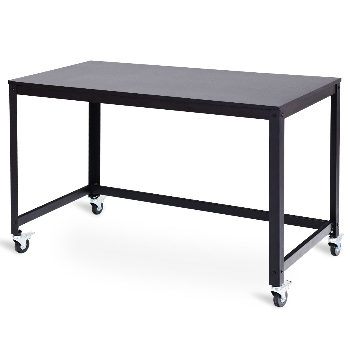 Costway - Bureau Ordinateur, Table Basse Industrielle, Bureau Informatique, Bureau Moderne sur Roulettes, Table de Bureau, Poste de Travail, Noir