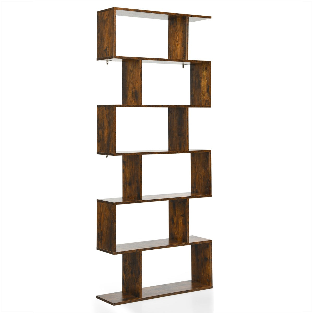 Costway - Étagère Bibliothèque, 6 Niveaux, Etagere de Rangement, Etagere Colonne, Etagere Salon, Forme de S pour Salon Chambre, Café