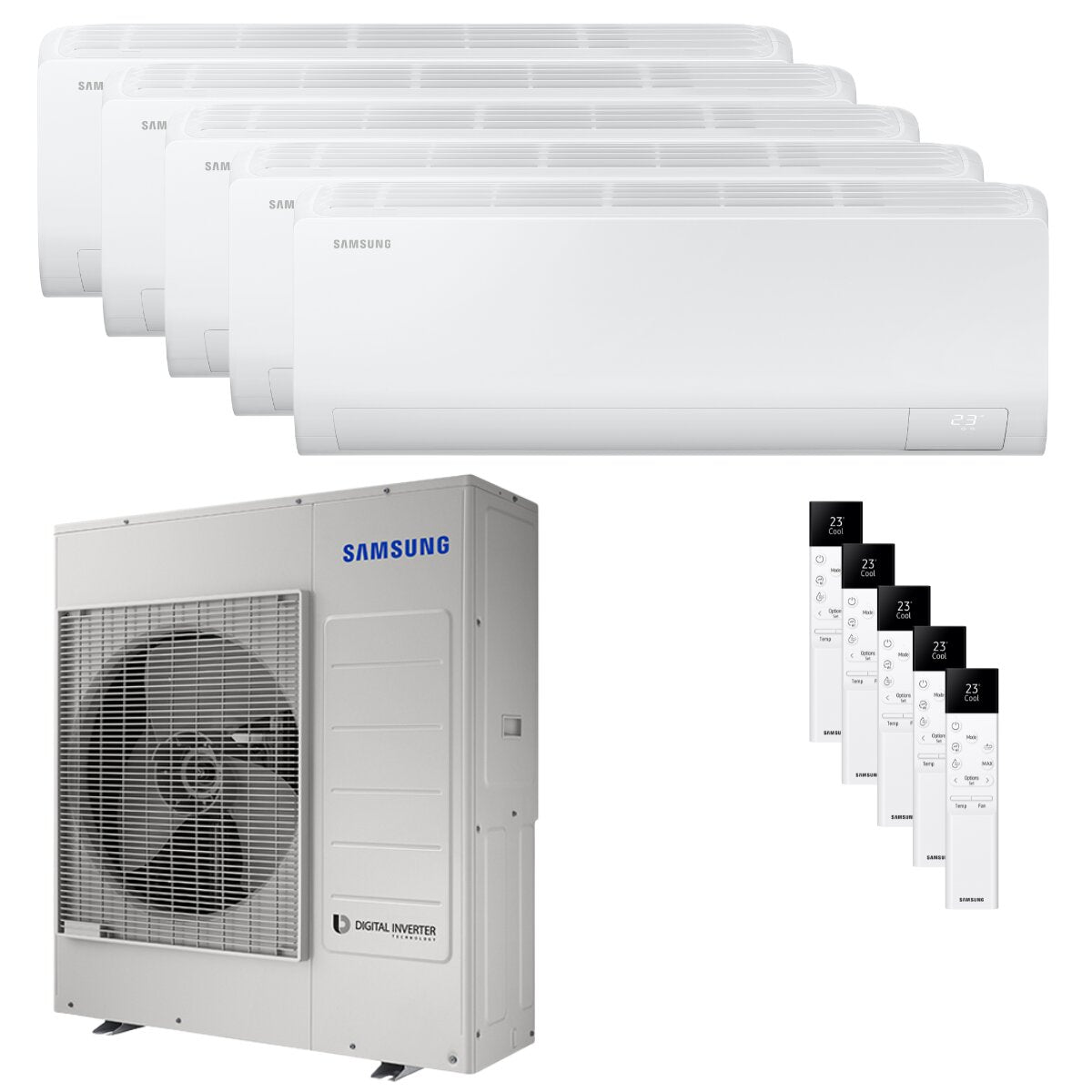 Samsung Cebu S2 penta split air conditioner 7000+9000+9000+9000+9000 BTU inverter A++ wifi external unit 10 kW