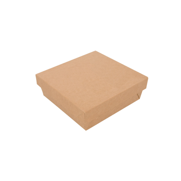 Boite salade carre carton kraft avec couvercle carton 14x14+5cm - vendu par 250