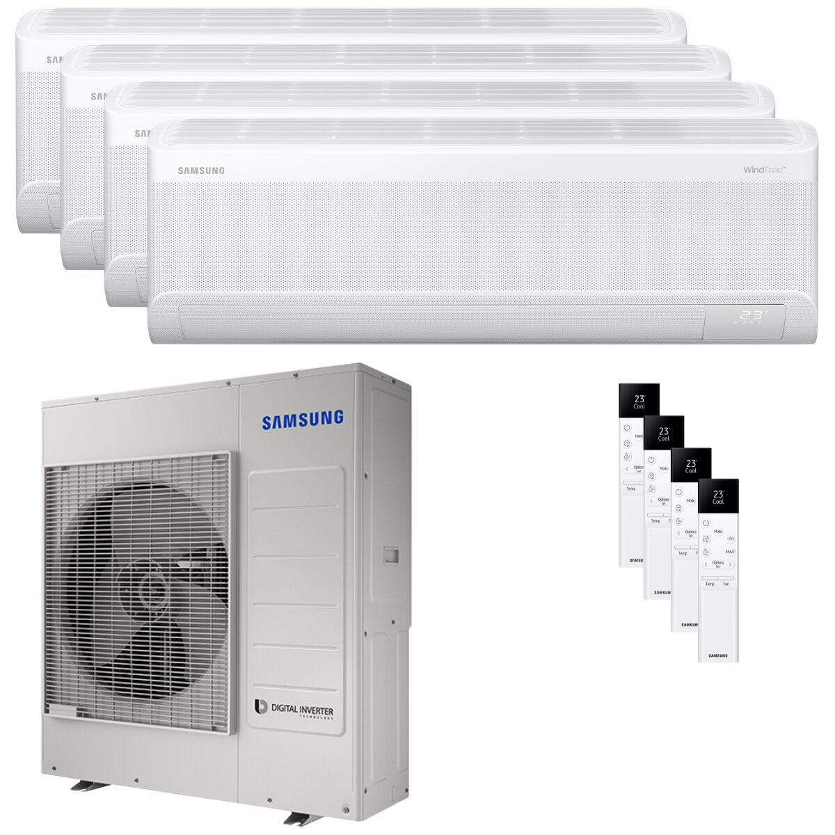 Samsung Windfree Avant S2 Quadri Split Air Conditioner 9000+12000+12000+12000 BTU Inverter A++ Wifi External Unit 10 kW