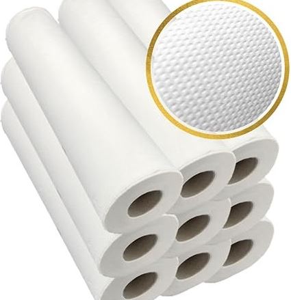 Draps d'examen gaufrés blanc pure ouate format 50x35 (x9 rouleaux)