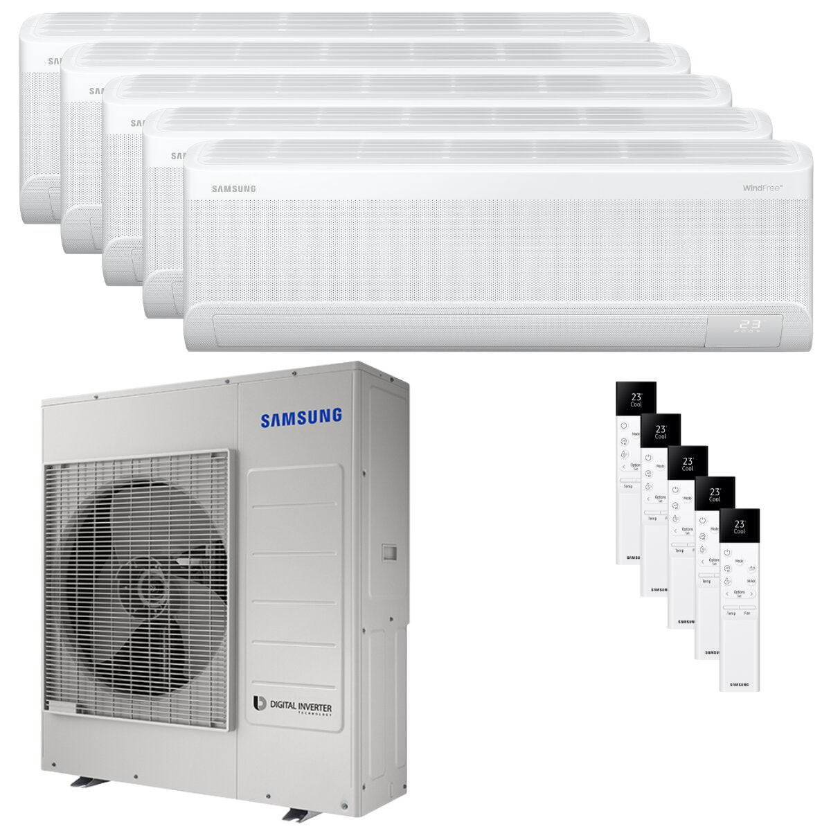 Samsung Windfree Avant S2 penta split 7000+7000+7000+12000+12000 BTU inverter A++ wifi air conditioner 10 kW external unit