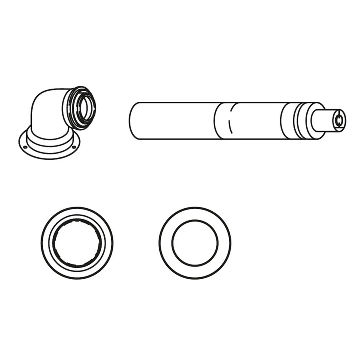 Bosch FC-SET60-C13X Ø60/100 mm horizontal coaxial flue exhaust kit - CONDENS SERIES