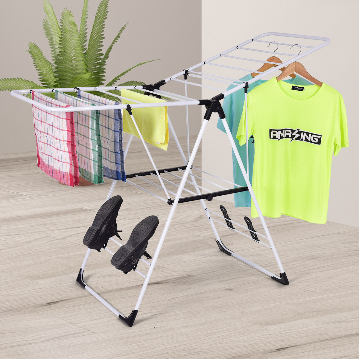 Costway - Etendoir a Linge Pliable, Sechoir a Linge, de Lessive Cintre Robuste Étendoir à Linge Séchoir à Vêtements en Acier pour Intérieur Extérieur