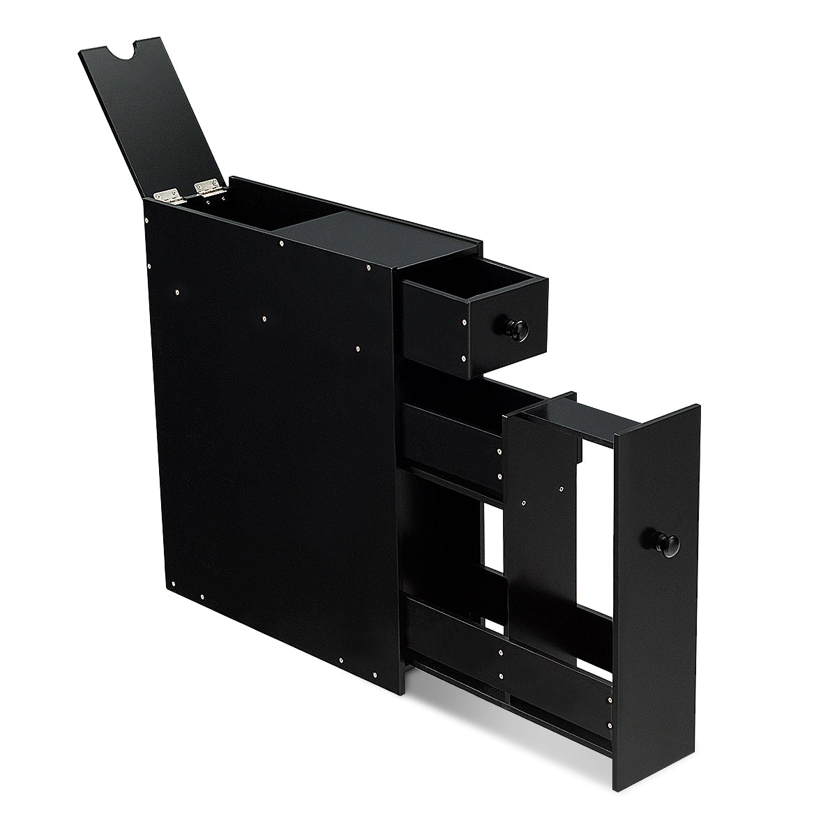 Costway - Armoire WC, Armoire salle de bain, Petit Meuble salle de bain, Armoire de toilette, avec Deux Tiroir pour Cuisine Salle de Bains, Noir