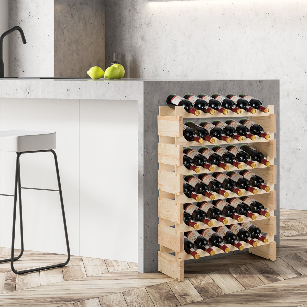 Costway - Etagere a Vin, Range Bouteille, Casier a Bouteille, Porte Bouteille, de 36 Bouteilles Porte-vins et Etagère de Présentation à 6 Couches
