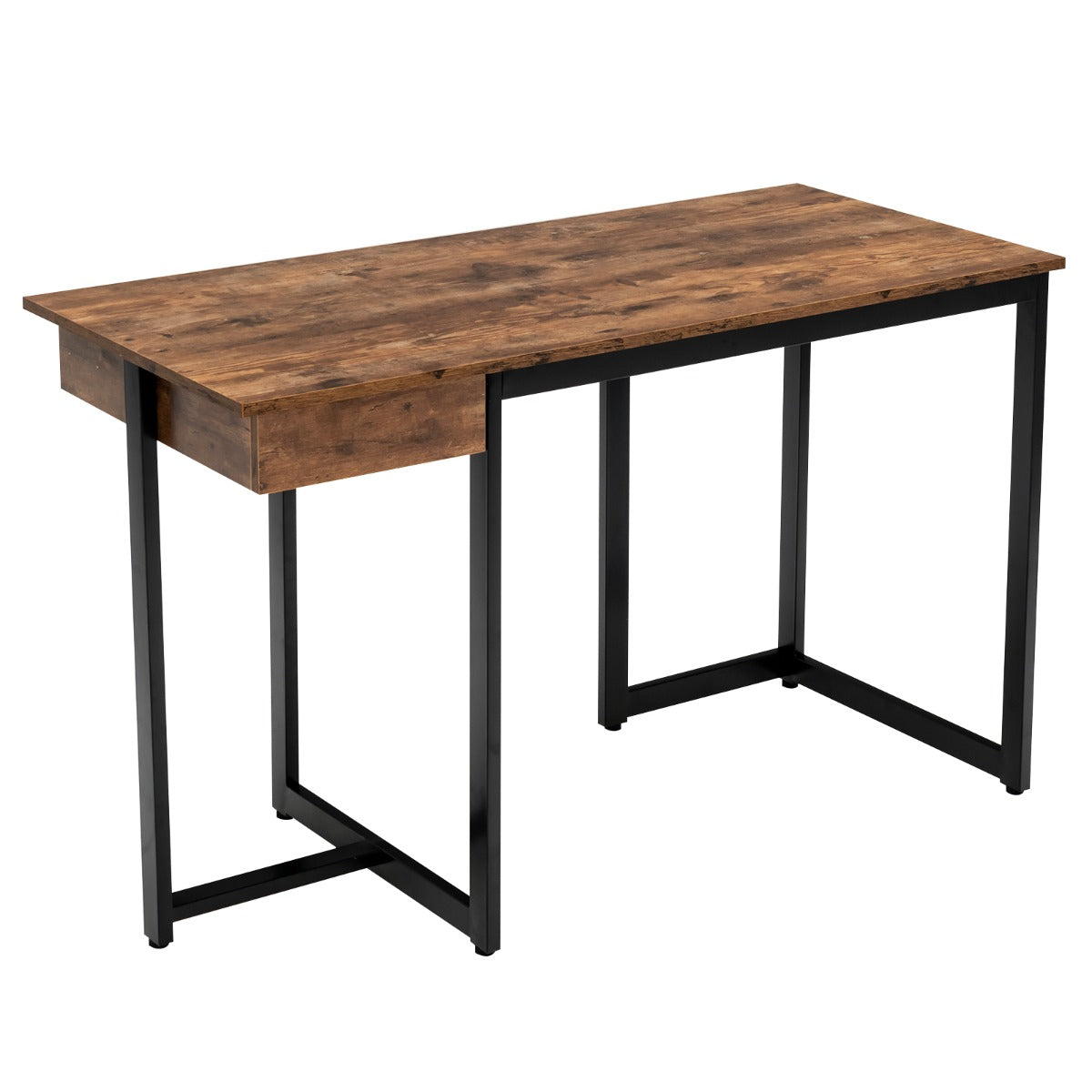 Costway - Bureau Ordinateur, Bureau Informatique de 120 cm, Bureau Moderne, Table de Bureau avec Roulant, Poste de Travail, Marron Rustique