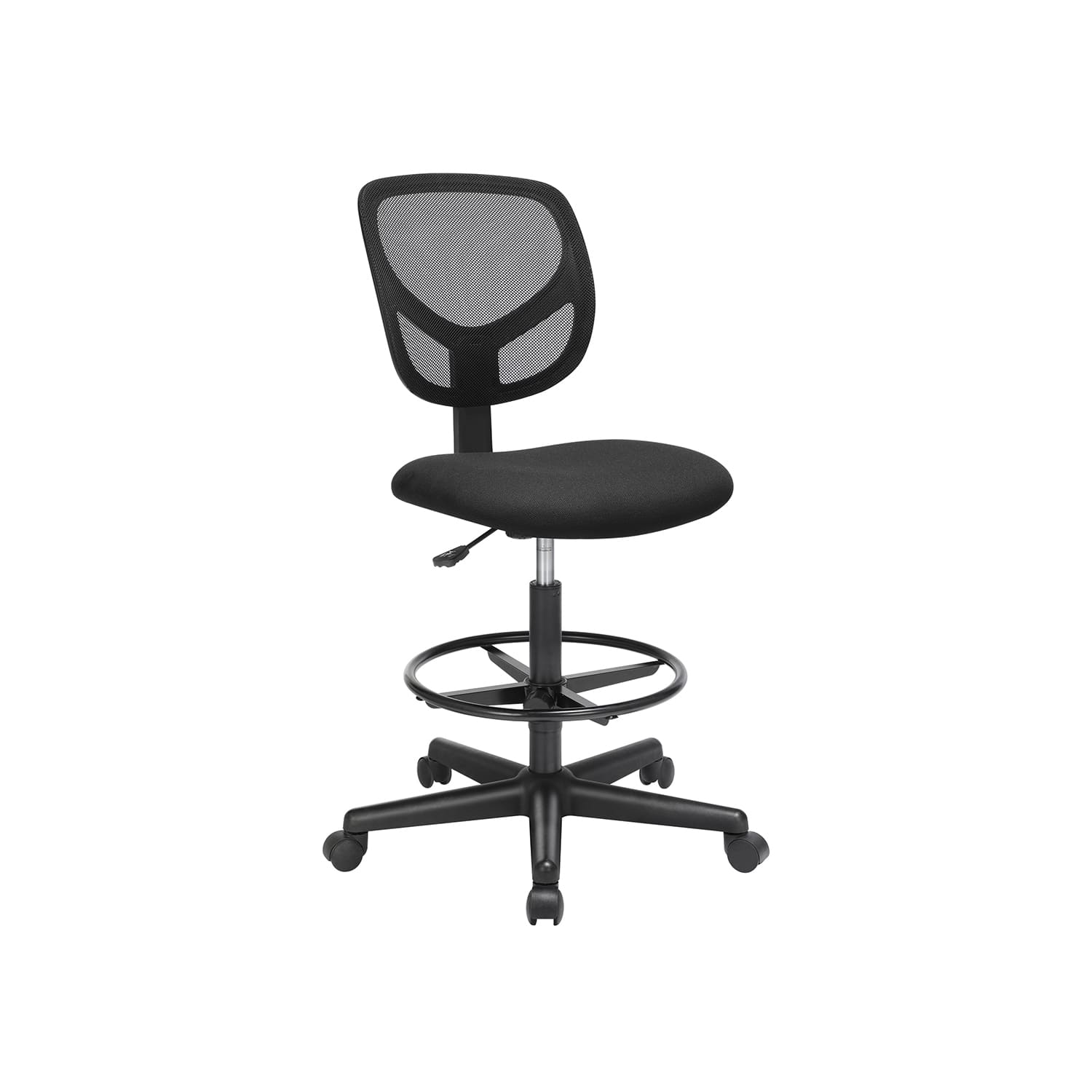 SONGMICS - Tabouret avec Repose-Pieds Circulaire, Fauteuil de Bureau sans accoudoirs, Charge max 120 kg