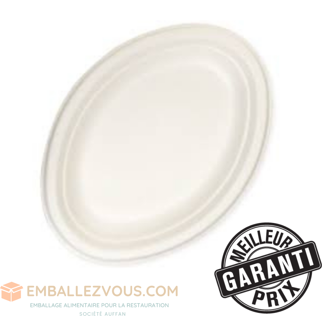 ASSIETTE OVALE FIBRE DE CANNE Ø26X19CM VENDU PAR 500 - AFC 260 OVALE.