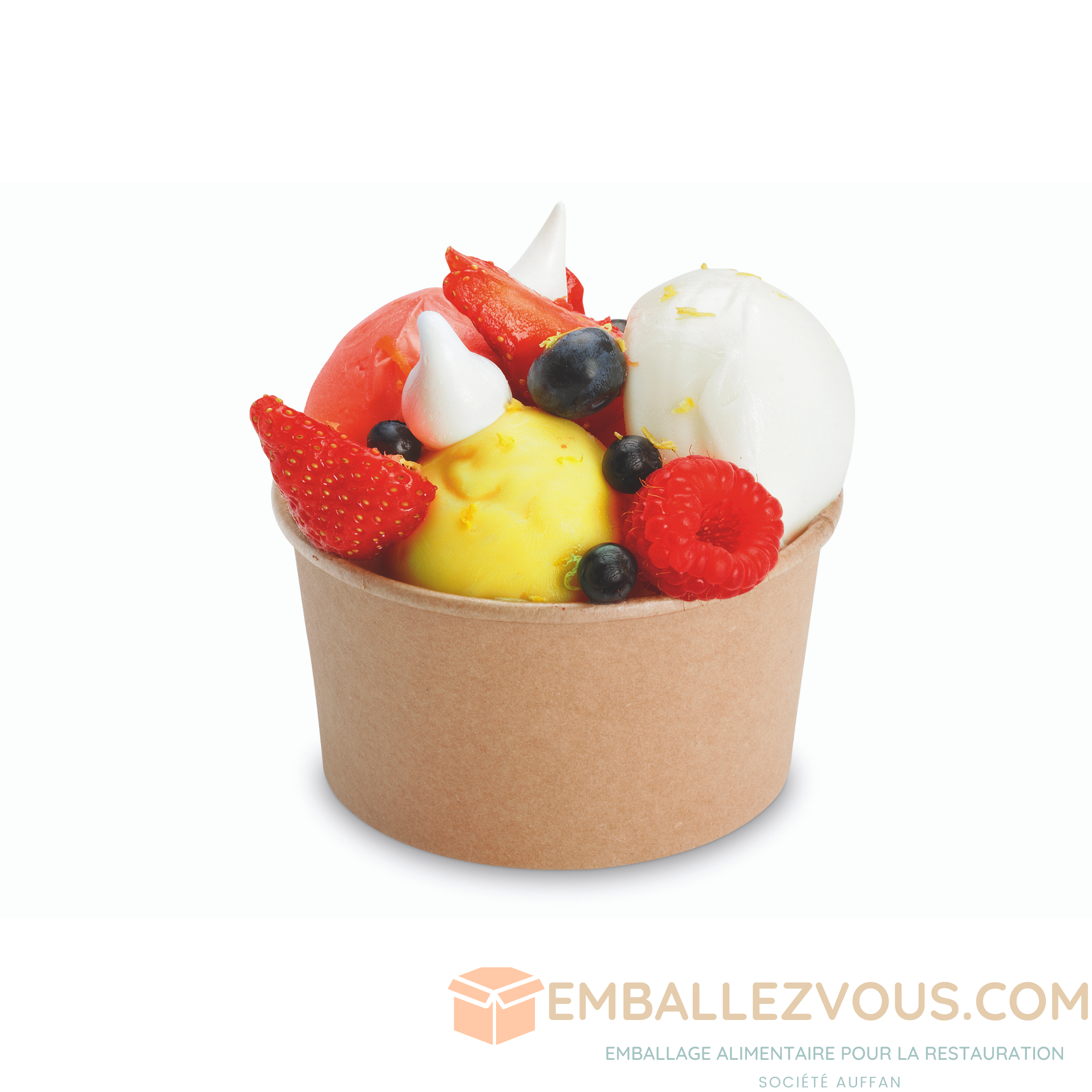 Pot à dessert et glace en carton brun 140ml - vendu par 1000