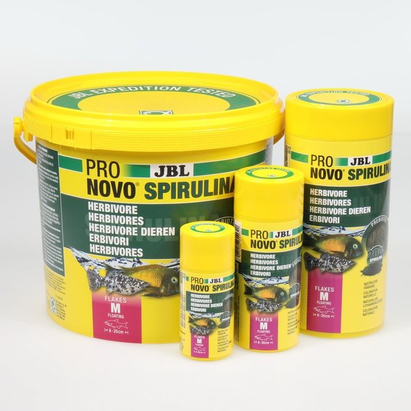 ProNovo Spirulina Flakes M JBL - Aliment de base en Flocons pour poissons herbivores de 8 à 20 cm