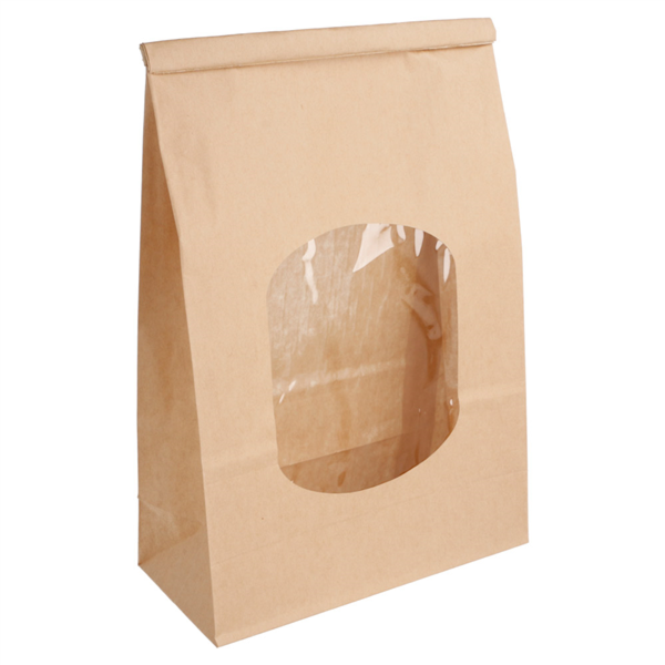 Sac auto-fermeture avec fenêtre 12+6,5x24,6cm naturel kraft et plastique OPP - vendu par 500 (PU 0,35€)