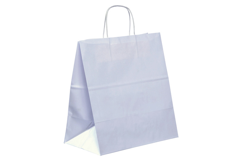 Sac papier kraft avec anses 26+17x24cm blanc cellulose - vendu par 250 (PU 0,178€)
