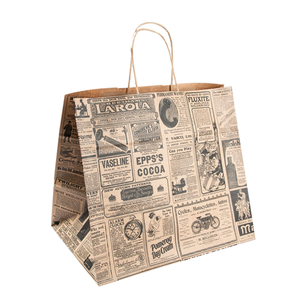 Sac papier kraft avec anses 'times' 32+21x28,5cm naturel kraft - vendu par 250 (PU 0,251€)