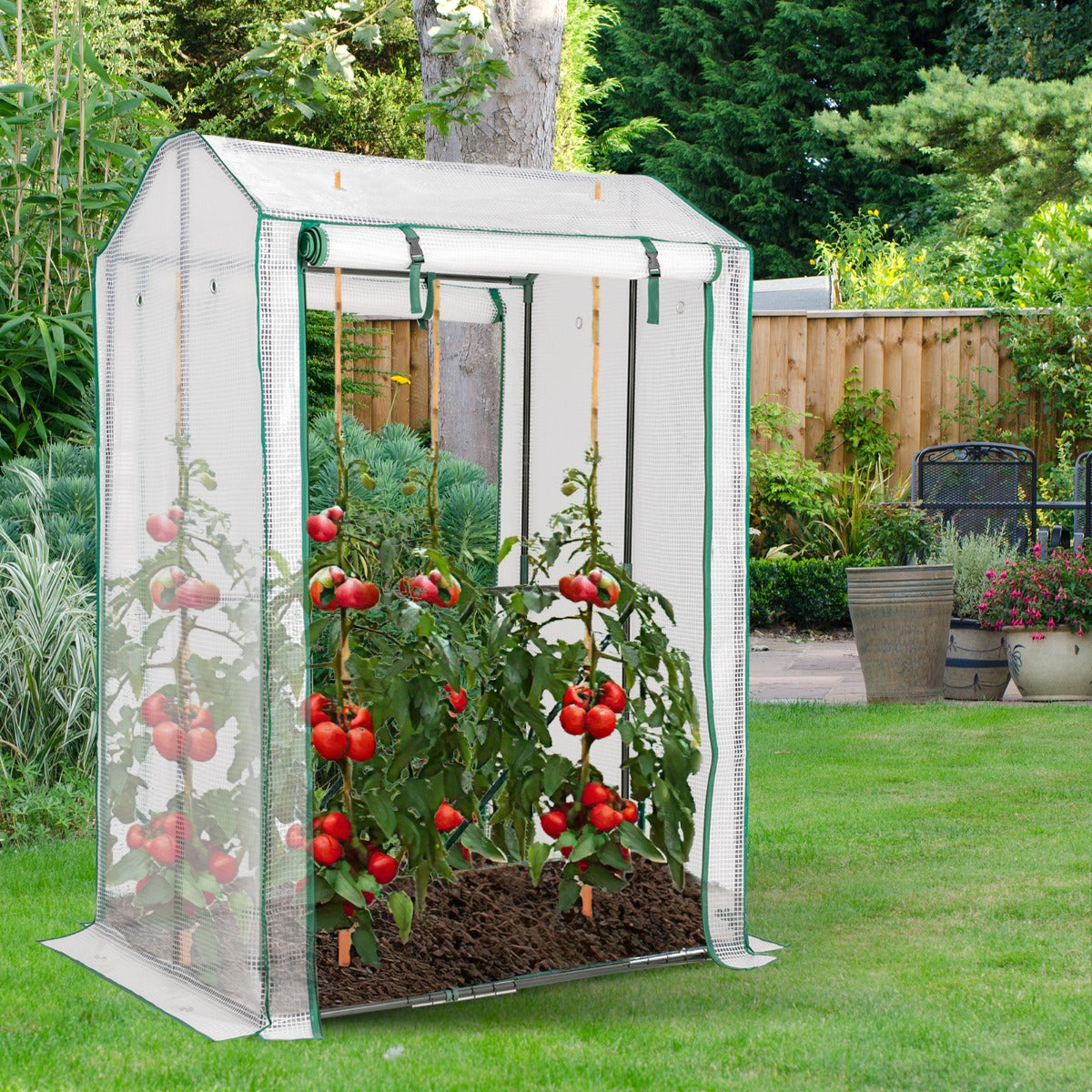 Costway - Serre de Jardin, Serre portable avec structure en acier, pour Balcon Intérieur & Extérieur, 100x81x150 cm, Blanc